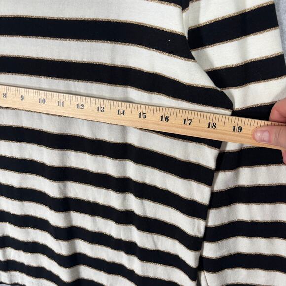 Talbots Shirt Large Cream Gold Metallic Pima Cotton Basic Layer Yacht Sailor - Picture 7 of 9